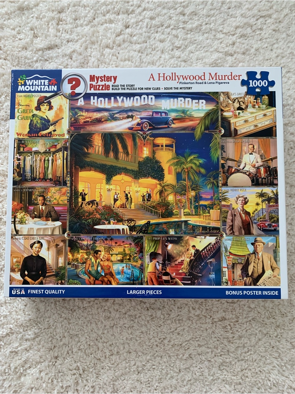 White Mountain A Hollywood Murder 1000-Piece Puzzle - Multicolor